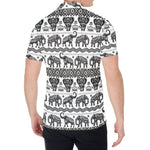 White And Black Indian Elephant Print Men's Shirt