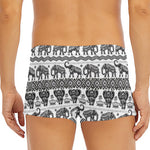 White And Black Indian Elephant Print Men's Short Boxer Briefs