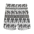 White And Black Indian Elephant Print Men's Athletic Shorts