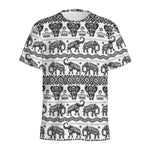 White And Black Indian Elephant Print Men's Sports T-Shirt