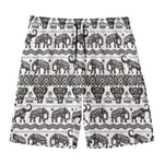 White And Black Indian Elephant Print Men's Swim Trunks
