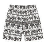 White And Black Indian Elephant Print Men's Swim Trunks