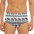 White And Black Indian Elephant Print Men's Triangle Swim Briefs