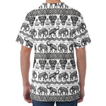 White And Black Indian Elephant Print Men's Velvet T-Shirt