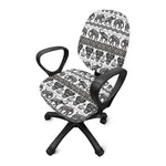 White And Black Indian Elephant Print Office Chair Cover