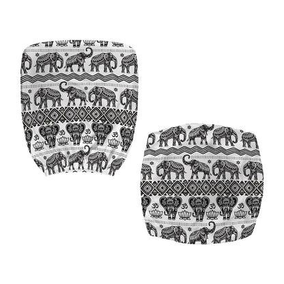 White And Black Indian Elephant Print Office Chair Cover