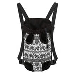 White And Black Indian Elephant Print Pet Carrier Backpack