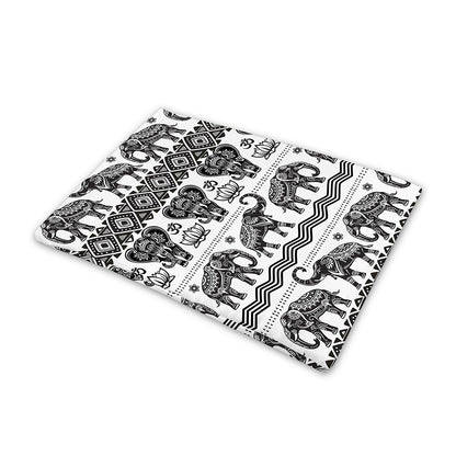 White And Black Indian Elephant Print Pet Cooling Mat Cover
