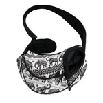 White And Black Indian Elephant Print Pet Sling Carrier
