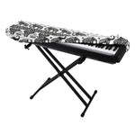 White And Black Indian Elephant Print Piano Keyboard Cover