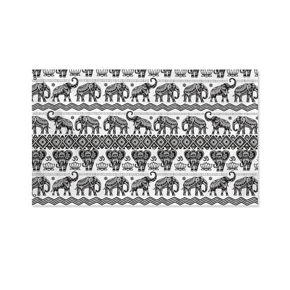 White And Black Indian Elephant Print Polyester Flag