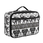 White And Black Indian Elephant Print Portable Lunch Bag
