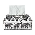 White And Black Indian Elephant Print Rectangle Tissue Box Cover