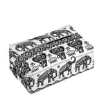 White And Black Indian Elephant Print Rectangle Tissue Box Cover