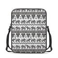 White And Black Indian Elephant Print Rectangular Crossbody Bag