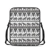 White And Black Indian Elephant Print Rectangular Crossbody Bag