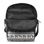 White And Black Indian Elephant Print Rectangular Crossbody Bag