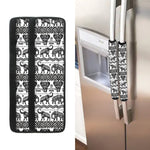 White And Black Indian Elephant Print Refrigerator Handle Covers