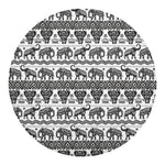 White And Black Indian Elephant Print Round Blanket