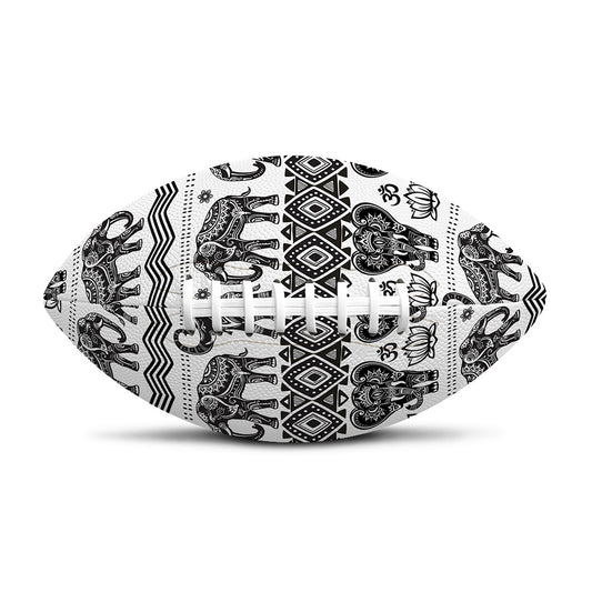 White And Black Indian Elephant Print Rugby Ball
