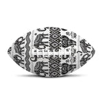 White And Black Indian Elephant Print Rugby Ball
