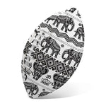 White And Black Indian Elephant Print Rugby Ball