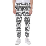 White And Black Indian Elephant Print Scuba Joggers