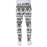 White And Black Indian Elephant Print Scuba Joggers