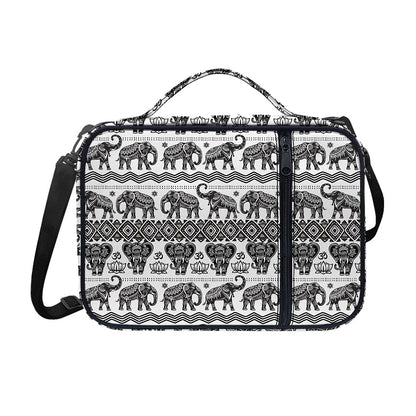 White And Black Indian Elephant Print Shoulder Strap Bible Bag