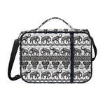 White And Black Indian Elephant Print Shoulder Strap Bible Bag
