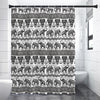 White And Black Indian Elephant Print Shower Curtain