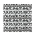 White And Black Indian Elephant Print Silk Bandana