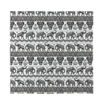White And Black Indian Elephant Print Silk Bandana