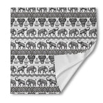 White And Black Indian Elephant Print Silk Bandana