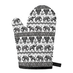 White And Black Indian Elephant Print Single Oven Mitt