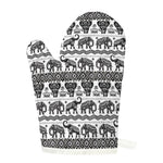 White And Black Indian Elephant Print Single Oven Mitt