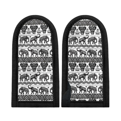 White And Black Indian Elephant Print Skillet Handle Cover