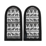 White And Black Indian Elephant Print Skillet Handle Cover