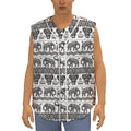 White And Black Indian Elephant Print Sleeveless Baseball Jersey