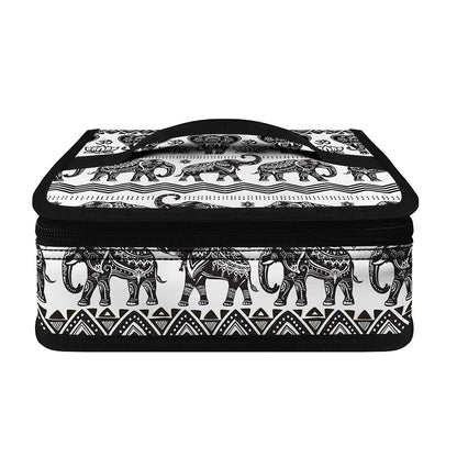 White And Black Indian Elephant Print Small Lunch Bag