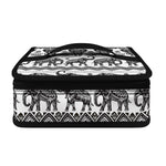 White And Black Indian Elephant Print Small Lunch Bag