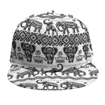 White And Black Indian Elephant Print Snapback Cap