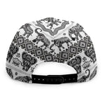 White And Black Indian Elephant Print Snapback Cap