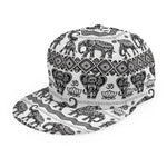 White And Black Indian Elephant Print Snapback Cap