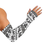 White And Black Indian Elephant Print Sun Protection Arm Sleeves