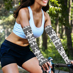 White And Black Indian Elephant Print Sun Protection Arm Sleeves