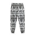 White And Black Indian Elephant Print Sweatpants