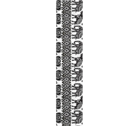 White And Black Indian Elephant Print Table Runner