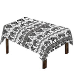 White And Black Indian Elephant Print Tablecloth