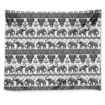 White And Black Indian Elephant Print Tapestry